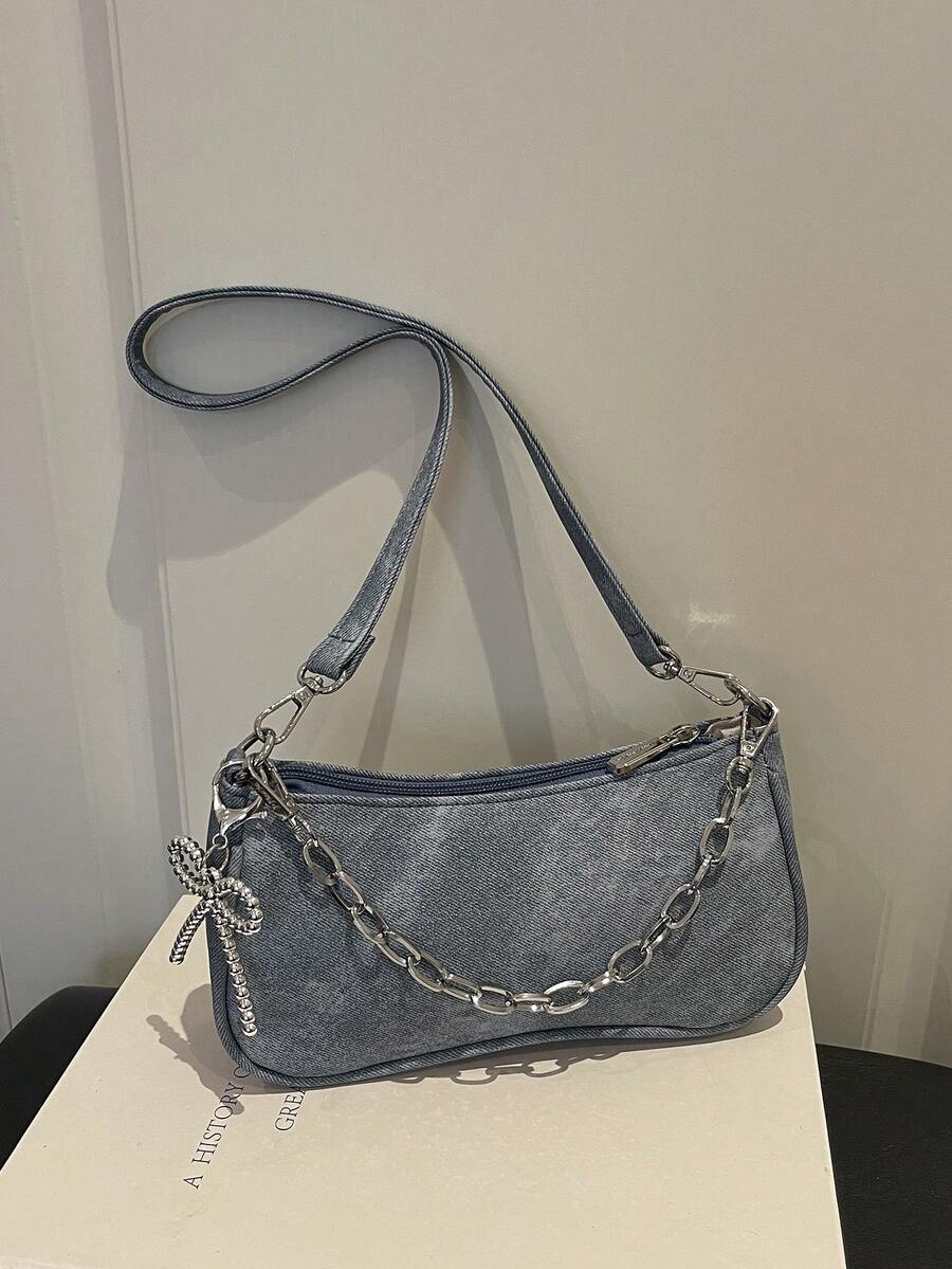 New Fashion Versatile Textured Shoulder Bag Underarm Women's Bag - Blue - View 1