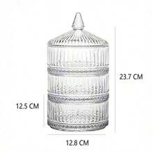 3‑Tier/1-Tier Stackable Glass Candy Jar, Decorative Storage Canister With Lid, Decorative Jar,Kitchen Organizer,Multi‑Layer Divided Snack Container For Sweets Nuts Cookie Home Kitchen Countertop,Two Color Options - Clear - View 14
