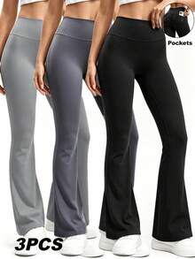 3PCS  Womens Fashion Casual Minimalist Butt-Lifting Peach Shaping Elegant Streetwear Retro Slimming Cute Youthful Campus Classic Leg-Lengthening Set - 3Pcs 3colors-1 - 查看 1