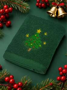 [1/3pcs] Cotton Christmas Cute Cartoon Embroidered Towels, Soft Super Absorbent Lint-Free Face Towels, Home Daily Use Adult Hand Towels Suitable For Kitchen, Bathroom And Living Room - Green/Red/White - Multicolor - View 13