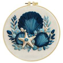 1pc 20*20cm/7.9*7.9in Ocean Theme Turtle & Shell Embroidery Kit, DIY Hand Embroidery Set For Adult Beginners, Home Decor Gift, Women's Sewing Gift, Includes User Manual, Printed Fabric, Embroidery Hoop, Needles & Thread - Sea Turtles - View 15