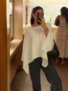 Women's New Autumn Knit Top Cover Up Elegant Vacation - White - View 2