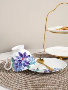 1pc Vintage Elegant Coffee Cup & Saucer Set, Ceramic Material, Luxurious Design, 4 Styles Available, Suitable For Home, Club, Cafe, Party Use - Multicolor - View 7