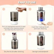 2-In-1 Electric Makeup Brush Cleaner And Dryer, Improved, USB Interface, Waterproof, Includes Storage Rack, Automatic Deep Rotary Cleaning, Suitable For Various Sizes And Styles Of Makeup Brushes - White - View 10