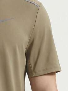 Nike Men's AS M NK DF UV MILER SS Short Sleeve T-Shirt Knit Collarless Short TIF2083-213 - Brown - View 5