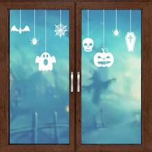 1pc Halloween Theme Glass Window Decorative Sticker, Reusable Static Cling Decal For Home Double Sliding Glass Doors, Bedroom Floor-To-Ceiling Windows, B&B Guest Rooms, Escape Rooms, Cocktail Bars, Supermarket Display Windows, Halloween Party, Halloween Decoration Gift - Halloween Window Decor Stickers - View 5