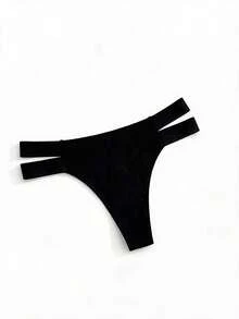 Mystèrelle Cut Out Sexy Thong Panty, Black, Low Rise - Black - View 6