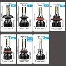2 个 H11 H7 H4 H1 H3 H13 9005/HB3 9006/HB4 9004 9007 9012 LED 大灯灯泡，6500K 冷白，明亮的 LED 灯泡，全光束汽车大灯灯泡，适用于汽车前灯、雾灯、远光/近光灯，400% 超亮 - 深灰色 - 查看 3