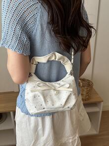 Solid Color Nylon Fabric Fashionable Star Pattern Versatile Women's Shoulder Bag Versatile Party Street Travel - White - View 5