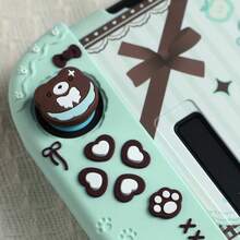 IINE Cute Protective Case For Switch 2 (2025), Silicone Joypad Cover, Hard PC Shell Cover, With Joystick Caps, Mint Choco Bear, Lightweight Full Protection With Precise Cutouts - View 8