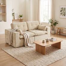 Goeurvant Modern Affordable Modular Sofa Sectional Sofa Freely Combinable DIY 2 To 4 Seater Chenille Fabric Comfortable For Living Room Apartment,Beige - 米色 - 查看 3