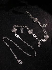 1pc Punk Hip-Hop Unique Luxury Versatile Cross & Skull Waist Chain, Women's Vacation Casual Jewelry - Multicolor - View 8