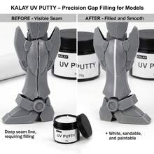 KALAY UV Putty For Modeling With UV Light Included,Waterproof 70g Fast Curing Plastic Putty Repair Kit, Sandable UV Clay For Model Repair, Miniatures, Resin 3D Prints And DIY Crafts - UV Repair Paste - View 6