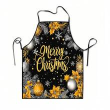 1pc Christmas Santa Claus, Christmas Bell, Christmas Snowflake, Christmas Reindeer, Christmas Tree, Christmas Snowman, Christmas Penguin, Christmas Cartoon Animal Pattern Chef Apron, Suitable For Home Decor And Kitchen Use. Made Of 100% Polyester Material, Designed As Sleeveless Style, Perfect For Home Kitchen, Outdoor BBQ Cooking. This Printed Apron Is Unisex, Machine Washable And Reusable, An Essential Kitchen Item - Multicolor - View 14