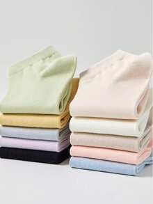10 Pairs Solid Color Dopamine Palette Spring/Summer Sports Casual Short Socks - Multicolor - View 3