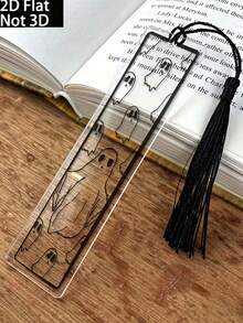 Halloween Transparent Acrylic Bat Pattern Bookmark With Black Tassel, Multiple Sizes Available - Thoughtful Gift For Bookworms, Colleagues And Relatives; Acrylic Bookmark Decoration, Perfect For Halloween And Back To School Season - One Size Fits All - View 7