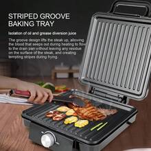 SOKANY 08143 Household Electric Griddle, Multi-Function Electric Griddle, 1500W Double-Sided Heating, 3-Level Temperature Control, Non-Stick Coating, Easy To Clean, Suitable For Home, BBQ Party, Steak Cooking And Other Scenarios - Black - View 3