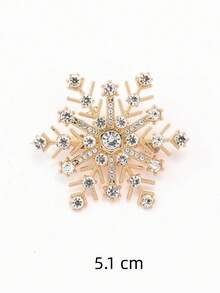 1pc Gold Full Rhinestone Snowflake Crystal Brooch For Women, Luxury High-End Suit Jacket Coat Decorative Pin, Autumn/Winter Commute Party Outfit Lapel Pin, Christmas New Year Gift Jewelry, Vintage Rhinestone Snowflake Design Clothing Brooch, Can Be Used To Decorate Scarves, Hats, Shawls, Sweaters And Cardigans - Multicolor - View 4