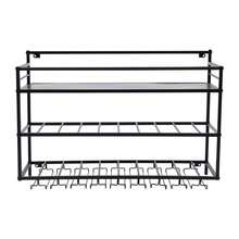 3-Tier Industrial Style Wall-Mounted Wine Rack, 80*25*55 Cm Metal Wine Bottle Holder For Home Bar, Kitchen And Pub Decor - 黑色 - 查看 1