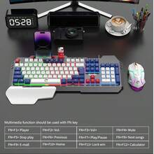 RAIKU T16 Metal Gaming Keyboard And Mouse Set, Universal Wired Keyboard With Metal Panel, 104 Keys, Backlit Keyboard With Wrist Rest, 3-Button Backlit Mouse - View 8