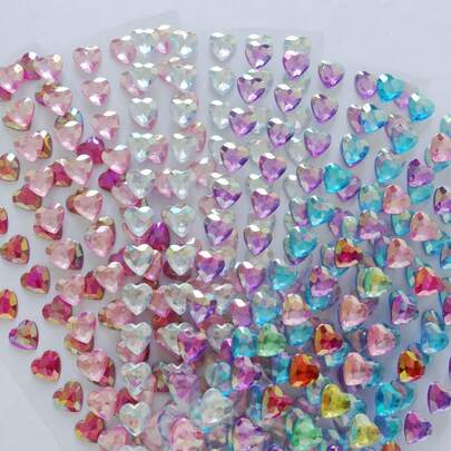 Heart Shape Rhinestone Stickers Self Adhesive, Multi Colors Blue White Red Pink Purple Mixed Crystal Gem Stickers For DIY Crafts Phone Case Scrapbooking Kids Handmade Decor