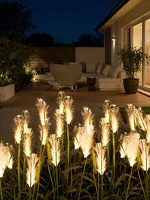 Solar Powered LED Artificial Reed Garden Light, Swaying Fiber Optic Reed Floor Lamp, Waterproof, Suitable For Garden, Yard, Pathway, Plant Decoration, Solar Garden Light, Holiday Party Gift, Christmas - One Size - View 6