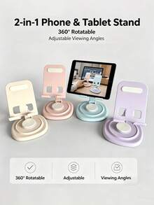 Dudukan Ponsel & Tablet Berputar 360°, Stabil & Anti-Selip, Sudut Dapat Diatur, Desain Lipat Portabel, Bahan Logam, Cocok Untuk Meja, Kantor, Luar Ruangan, Berkemah & Menonton Film - Beraneka warna - View 1