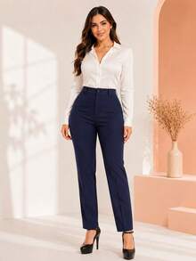 Women Pants - Navy Blue - View 1