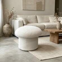 Boucle Mushroom Upholstered Storage Ottoman, Cream - Cream - View 5
