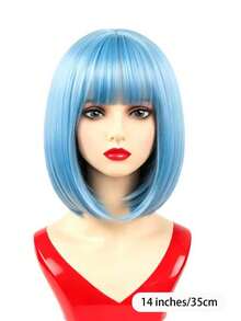 Short Straight Bob Synthetic Wigs Pink Hair Wig With Bangs For Women Cosplay Cute Wig Heat Resistant Fiber Halloween Wear - Multicolor - View 2