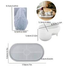 SILIKE LUFEI 3pcs Christmas Santa Claus & Shoe Candle Holder & Oval Tray Silicone Mold Set, Suitable For Making Resin, Plaster, Candle, Aromatherapy Products, Home Decor Display Silicone Mold - Silicone Mold - View 7
