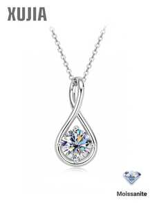XUJIA 1pc Women's 925 Sterling Silver Infinity Moissanite Necklace, 8mm-2ct Moissanite Pendant, Elegant Jewelry Suitable For Engagement, Wedding Anniversary, Party, Birthday And Other Occasions - PMO-061 - 查看 1