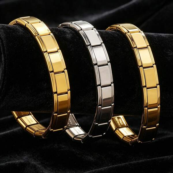 1 Piece 18-Section Fashionable Personalized Stainless Steel Retractable Detachable Assembly Bracelet Bangle Suitable For Men