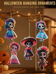 Acrylic Skull Pendant, Suitable For Day Of The Dead, Halloween, Carnival, Christmas Party Decorations, Home And Window Decorations, Office Decorations, Classroom Decorations, With Gold Wire, Suitable For Homes And Schools For Halloween. - One Size - View 3