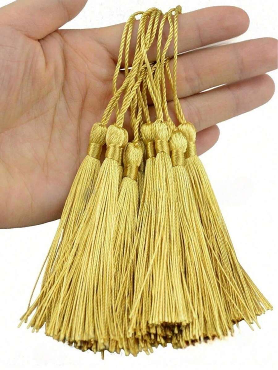 20/50/100pcs 13cm/5inch Gold Small Tassels With Rings, Suitable For Bookmarks, Jewelry Making, DIY Projects - 13cm Gold - View 1