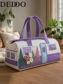 Dedoo 復古嬉皮車印花旅行行李袋，和平符號與花卉週末托特包，女款休閒波希米亞風度假收納包（隨機手柄款式） - 彩色 - 查看 11