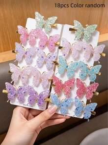 36/18/6pcs Colorful Shiny Butterfly Hair Clips, Sweet And Cute Hair Accessories For School, Outdoor Activities And Daily Wear, (Random Color) - Multicolor - View 5