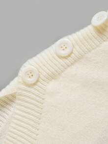 Autumn White Black Striped Boat Neck Knit Sweater For Women Petal Sleeve Shoulder Button Ribbed Waist Soft Knit Tops Casual Fall Daily Outfits - White - View 4