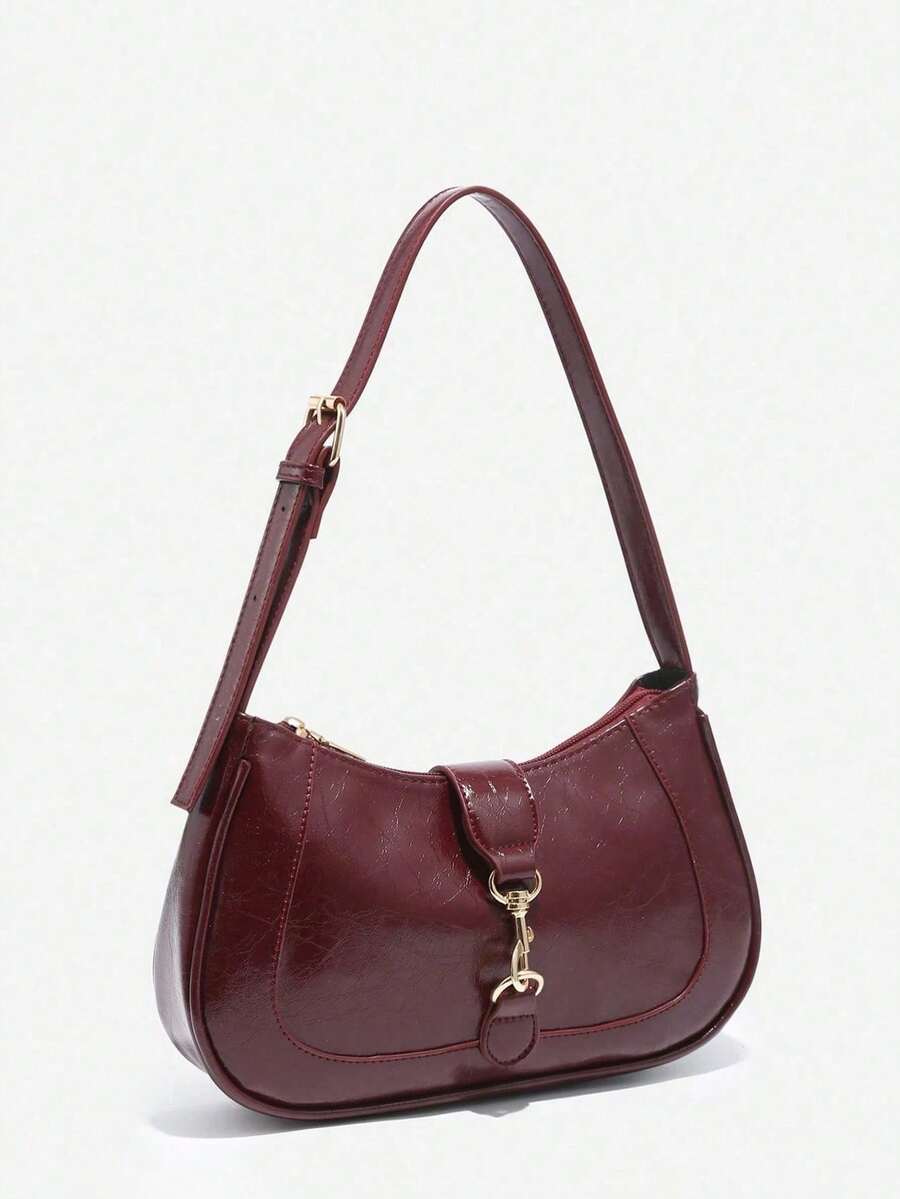 1 Piece Of Retro Minimalist Hook Shaped Decoration Adjustable Shoulder Strap Crescent Bag, Fashionable Women's Bag, Multifunctional Armpit Bag