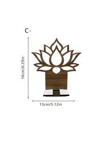 Exquisite Hollow Lotus Phone Stand, Natural Wood Color Aesthetic Display Rack, Ins Style 2D Vertical Phone Holder, Student Dorm Study Desk Kitchen Recipe Decoration, Gift - Multicolor - View 2