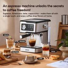 CAFELFFE 義式咖啡機、咖啡機 20BAR、冷熱沖泡、奶泡器、可程式參數 1.5L可拆卸水箱、智慧觸控螢幕、PID 溫度控制，不銹鋼機身 家庭、辦公室、適合初學者 - 歐規F型插(220-240V) - 查看 3