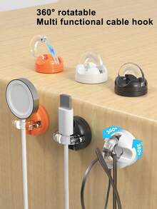 Rotating Suction Cup Open Cable Organizer, Entryway Kitchen Storage Hook, Multi-Functional Storage Gadget - Multicolor - View 6