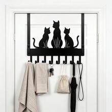 No-Drill Door Hook For Home, 3 Cat Silhouette Iron 8-Hook Coat Rack, Rental Hotel Bathroom Towel Storage Organizer, Entryway Door Key Umbrella Bag Hanging Rack, Thanksgiving, Holiday, Perfect Gift Choice - View 11