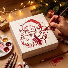 2 Packs Reusable Plastic Santa Claus Templates - Suitable For Windows, Walls, Fabrics, Wood, Canvas | DIY Christmas Crafts With Iconic Santa Claus Face And Beard Design. Scrapbooking And Holiday Decoration Drawing Reference. - Sets - View 4