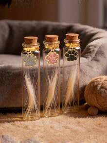 Pet Hair Memorial Bottle, Pet Hair Collection Jar, Transparent Glass Pet Memorial Bottle With Paw Print Pendant, Dog Hair And Cat Whisker Mini Memorial Can, Pet Owner Pet Loss Memorial Gift - Multicolor - View 3