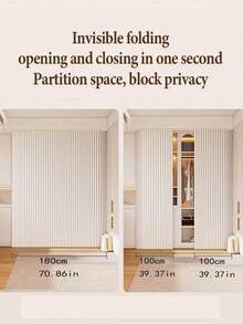 Modern Style Foldable Shower Curtain, High Privacy, Easy Care, Modern Home Decor, Simple And Elegant, Perfect For Home, Hotel And Other Bathroom Decoration - J - View 3