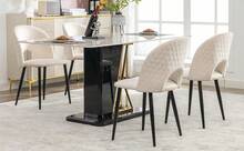 Dining Chair Style Design Beige Back Diamond Metal Frame - 米色 - 查看 6