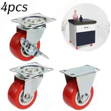 4件/組 1-3英吋家具腳輪 PVC紅色萬向轉向輪 平台推車配件滾輪 - 4PCS - 查看 9