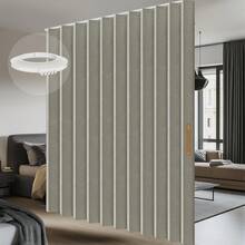 Room Divider Curtain Set With Flexible Ceiling Track,% Blackout Privacy Curtain, Soundproof Fabric Accordion Style Curtain Bedroom, Office, Patio & Sliding Door, Black, W100 X L84, 1 Pack - Grey - View 2