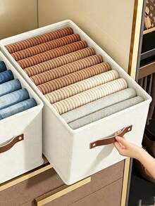 Modern Oxford Fabric Storage Box With Upgraded Leather Handle, Rectangular, Multipurpose, Clothes Organizer For Home - Perfect For Seasonal Wardrobe Organization, Under-Bed Storage For Winter/Spring Storage, Under-Bed Storage - Multicolor - View 3